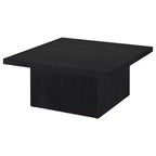 Table basse cocktail carrée en bois d'ingénierie – Noir mat avec placage façon grain de bois
