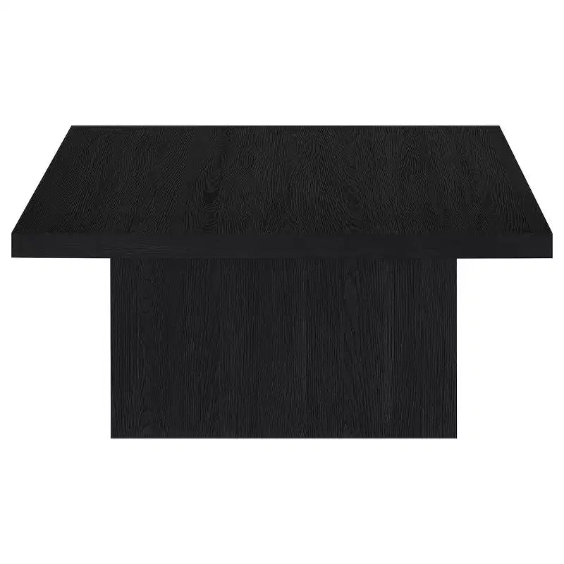 Square Engineered Wood Cocktail Coffee Table - Matte Black with Wood Grain Veneer