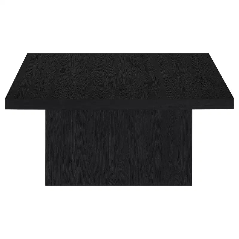 Square Engineered Wood Cocktail Coffee Table - Matte Black with Wood Grain Veneer