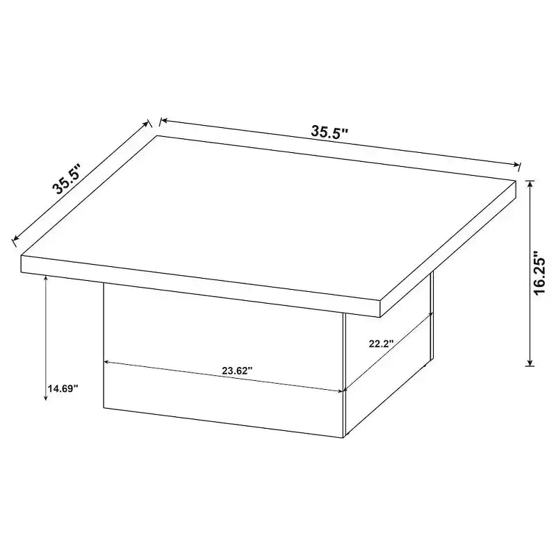Square Engineered Wood Cocktail Coffee Table - Matte Black with Wood Grain Veneer