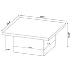 Table basse cocktail carrée en bois d'ingénierie – Noir mat avec placage façon grain de bois