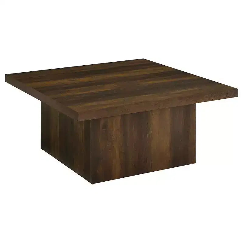 Square Engineered Wood Cocktail Coffee Table - Matte Black with Wood Grain Veneer