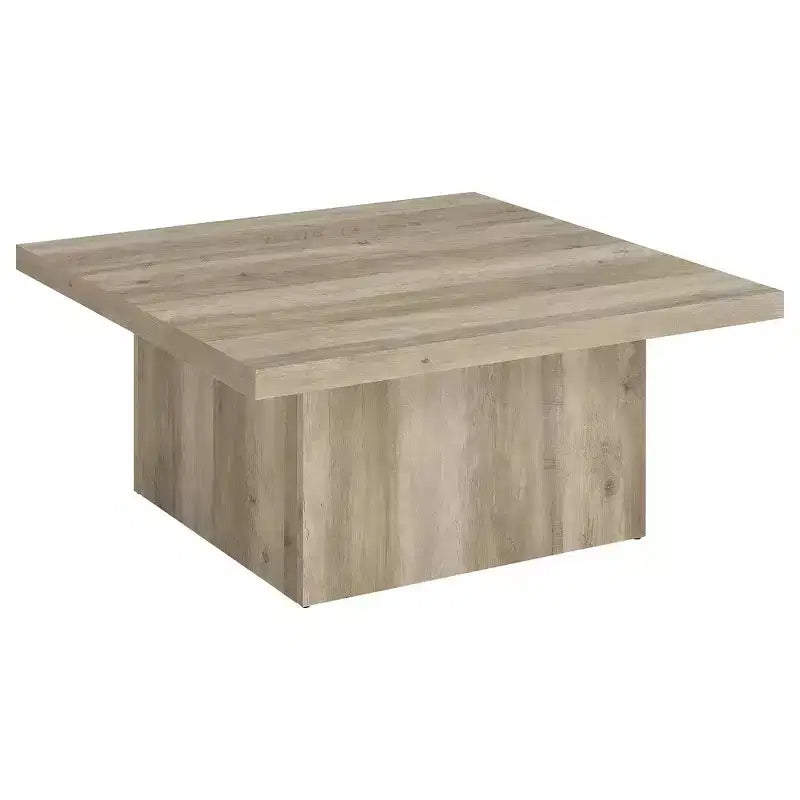 Square Engineered Wood Cocktail Coffee Table - Matte Black with Wood Grain Veneer