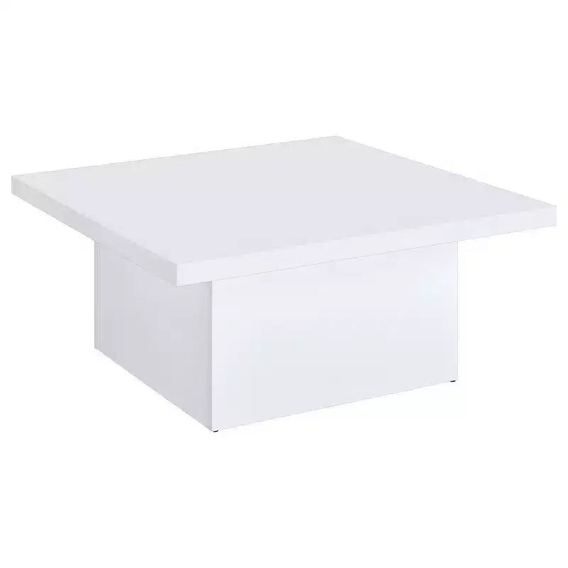 Square Engineered Wood Cocktail Coffee Table - Matte Black with Wood Grain Veneer