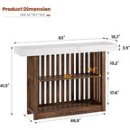 Table de bar longue de 63 po – Table de pub de hauteur comptoir avec 2 étagères de rangement, unité de bar moderne pour le petit-déjeuner, la salle à manger, le bistro, le salon