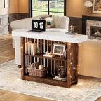 Table de bar longue de 63 po – Table de pub de hauteur comptoir avec 2 étagères de rangement, unité de bar moderne pour le petit-déjeuner, la salle à manger, le bistro, le salon