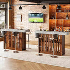Table de bar longue de 63 po – Table de pub de hauteur comptoir avec 2 étagères de rangement, unité de bar moderne pour le petit-déjeuner, la salle à manger, le bistro, le salon