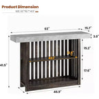 Table de bar longue de 63 po – Table de pub de hauteur comptoir avec 2 étagères de rangement, unité de bar moderne pour le petit-déjeuner, la salle à manger, le bistro, le salon