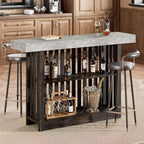 Table de bar longue de 63 po – Table de pub de hauteur comptoir avec 2 étagères de rangement, unité de bar moderne pour le petit-déjeuner, la salle à manger, le bistro, le salon