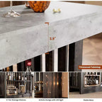 Table de bar longue de 63 po – Table de pub de hauteur comptoir avec 2 étagères de rangement, unité de bar moderne pour le petit-déjeuner, la salle à manger, le bistro, le salon