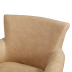 Fauteuil pivotant en similicuir – Fauteuil à dossier roulé avec base en métal, coussin amovible, chaise longue pour salon