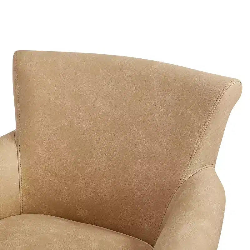 Faux Leather Swivel Accent Chair - Rolled Back Armchair with Metal Base, Removable Cushion, Lounge Chair for Living Room