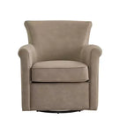 Fauteuil pivotant en similicuir – Fauteuil à dossier roulé avec base en métal, coussin amovible, chaise longue pour salon
