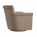 Fauteuil pivotant en similicuir – Fauteuil à dossier roulé avec base en métal, coussin amovible, chaise longue pour salon