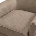 Fauteuil pivotant en similicuir – Fauteuil à dossier roulé avec base en métal, coussin amovible, chaise longue pour salon