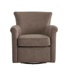 Fauteuil pivotant en similicuir – Fauteuil à dossier roulé avec base en métal, coussin amovible, chaise longue pour salon