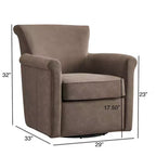 Fauteuil pivotant en similicuir – Fauteuil à dossier roulé avec base en métal, coussin amovible, chaise longue pour salon