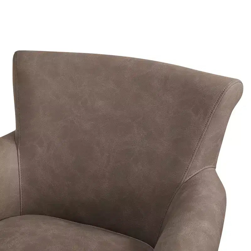 Faux Leather Swivel Accent Chair - Rolled Back Armchair with Metal Base, Removable Cushion, Lounge Chair for Living Room