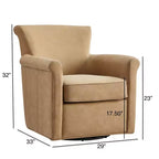 Fauteuil pivotant en similicuir – Fauteuil à dossier roulé avec base en métal, coussin amovible, chaise longue pour salon
