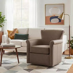 TUYOHW Faux Leather Swivel Accent Chair,Rolled Back Armchair with Metal Swivel Base,Removable Seat Cushion,Sofa Lounge Chair for Living Room