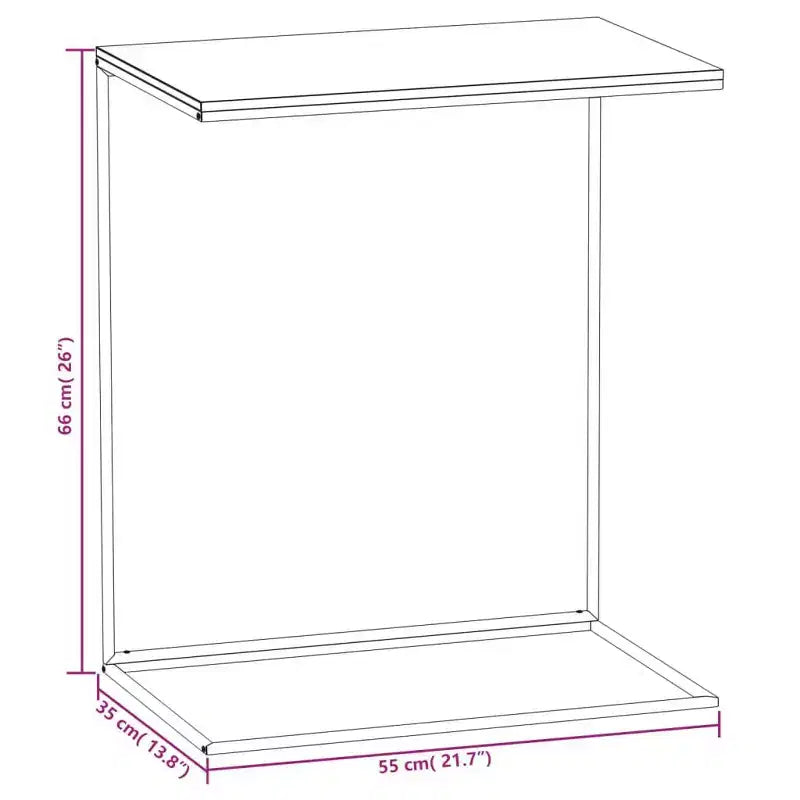 Side Table Engineered Wood, Iron Medium Rollable