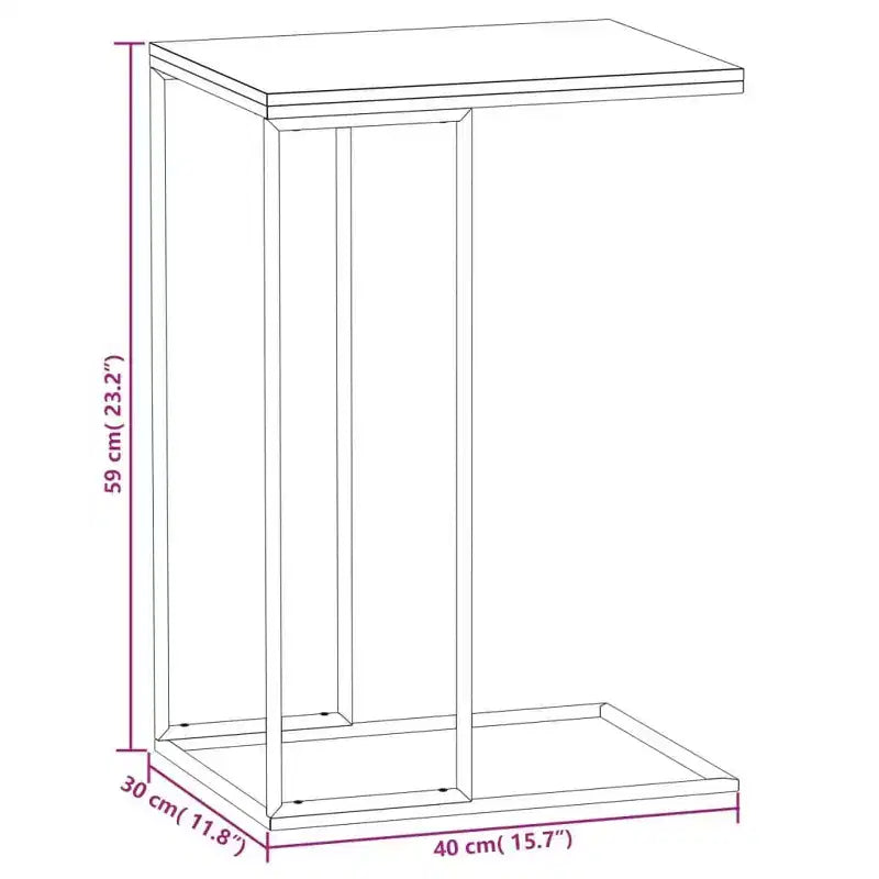 Side Table Engineered Wood, Iron Medium Rollable