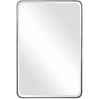 Uttermost Rectangular Vanity Accent Wall Mirror Modern Curved Corner Beveled Silver Metal Frame 24 Wide for Bathroom Bedroom