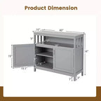 Buffet de cuisine, commode de rangement avec 2 portes et étagère Blanc/Noir/Gris
