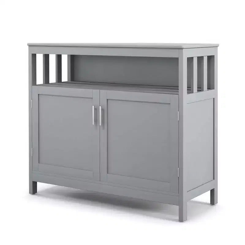 Kitchen Buffet Server Sideboard Storage Cabinet with 2 Doors & Shelf White/Black/Gray