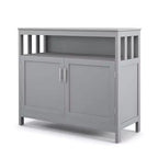 Buffet de cuisine, commode de rangement avec 2 portes et étagère Blanc/Noir/Gris