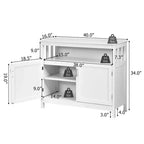 Buffet de cuisine, commode de rangement avec 2 portes et étagère Blanc/Noir/Gris
