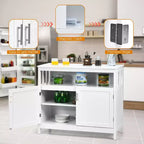 Buffet de cuisine, commode de rangement avec 2 portes et étagère Blanc/Noir/Gris