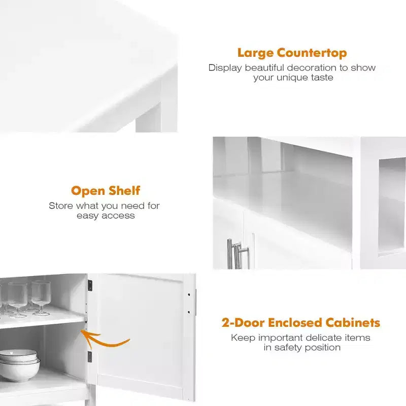 Kitchen Buffet Server Sideboard Storage Cabinet with 2 Doors & Shelf White/Black/Gray