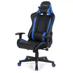 Fauteuil de gaming massant inclinable style course avec support lombaire et appui-tête - Blanc/Bleu/Rose/Rouge