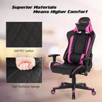 Fauteuil de gaming massant inclinable style course avec support lombaire et appui-tête - Blanc/Bleu/Rose/Rouge