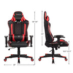 Fauteuil de gaming massant inclinable style course avec support lombaire et appui-tête - Blanc/Bleu/Rose/Rouge