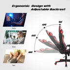 Fauteuil de gaming massant inclinable style course avec support lombaire et appui-tête - Blanc/Bleu/Rose/Rouge