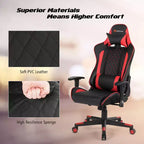 Fauteuil de gaming massant inclinable style course avec support lombaire et appui-tête - Blanc/Bleu/Rose/Rouge