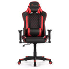 Fauteuil de gaming massant inclinable style course avec support lombaire et appui-tête - Blanc/Bleu/Rose/Rouge