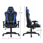 Fauteuil de gaming massant inclinable style course avec support lombaire et appui-tête - Blanc/Bleu/Rose/Rouge