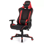 Fauteuil de gaming massant inclinable style course avec support lombaire et appui-tête - Blanc/Bleu/Rose/Rouge