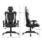 Fauteuil de gaming massant inclinable style course avec support lombaire et appui-tête - Blanc/Bleu/Rose/Rouge
