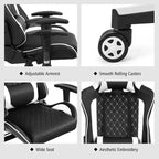 Fauteuil de gaming massant inclinable style course avec support lombaire et appui-tête - Blanc/Bleu/Rose/Rouge