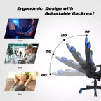 Fauteuil de gaming massant inclinable style course avec support lombaire et appui-tête - Blanc/Bleu/Rose/Rouge