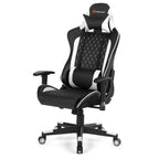 Fauteuil de gaming massant inclinable style course avec support lombaire et appui-tête - Blanc/Bleu/Rose/Rouge