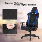 Fauteuil de gaming massant inclinable style course avec support lombaire et appui-tête - Blanc/Bleu/Rose/Rouge