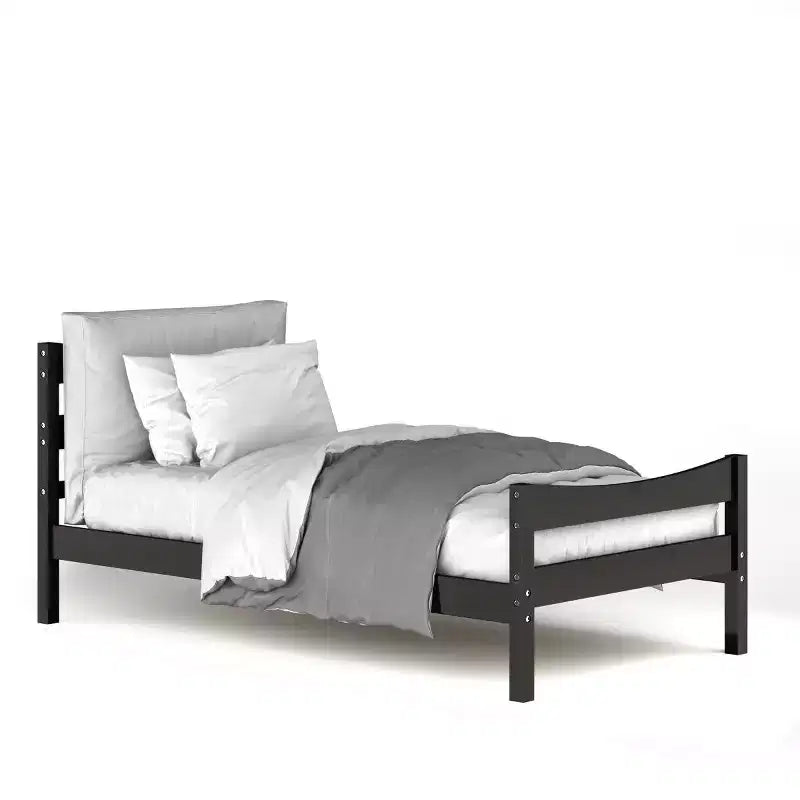 Twin Size Platform Bed Frame Foundation with Headboard & Wood Slat Support