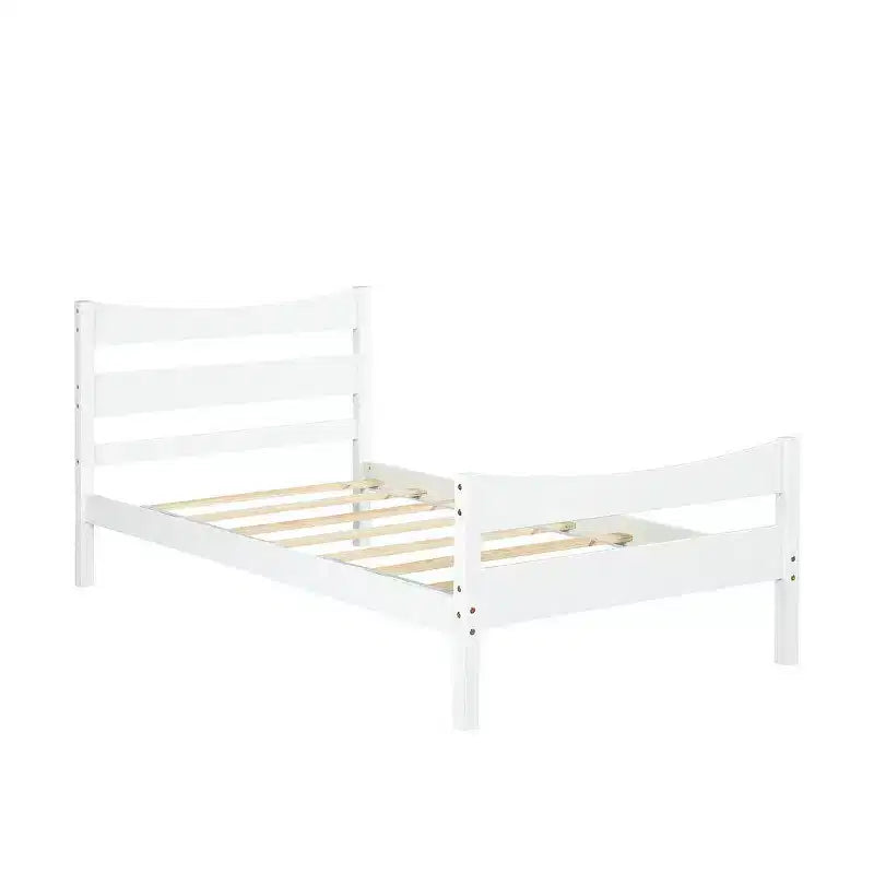 Twin Size Platform Bed Frame Foundation with Headboard & Wood Slat Support